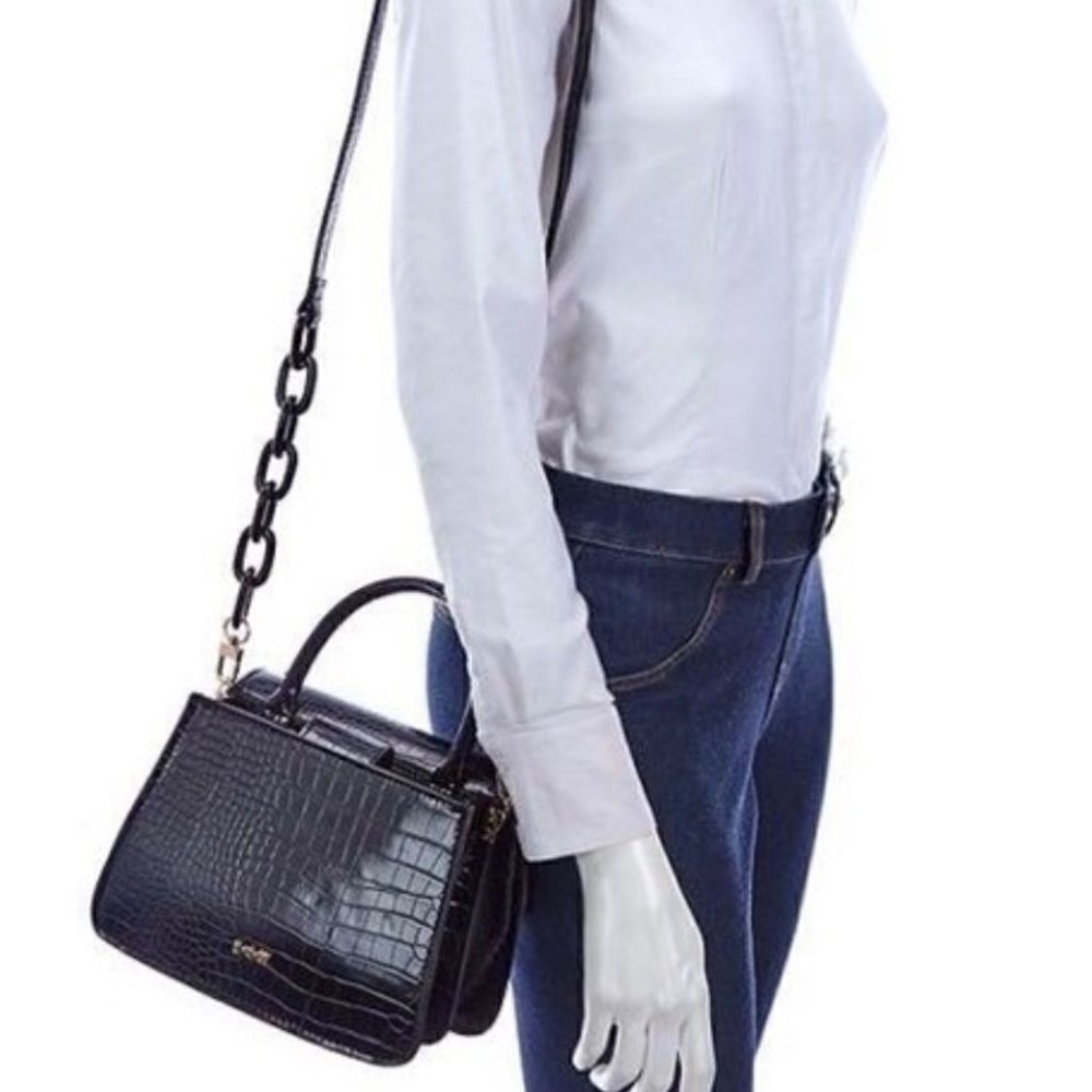 House Of Want Black Croc Satchel